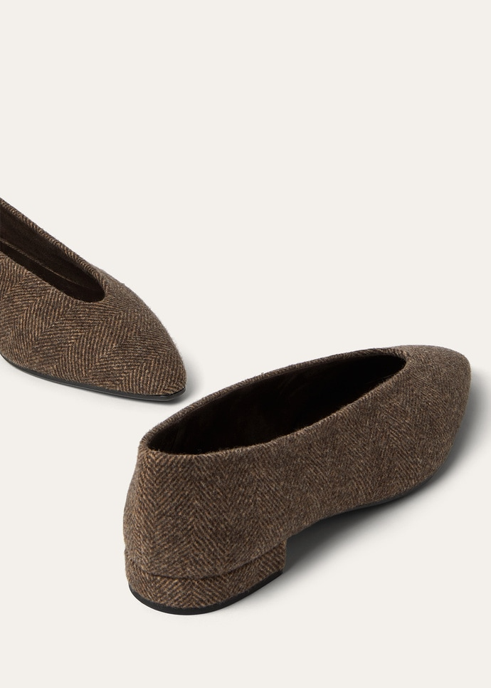 LORO PIANA REBECCA BALLET FLAT  WISH® WOOL, CASHMERE BROWN CHEVRON