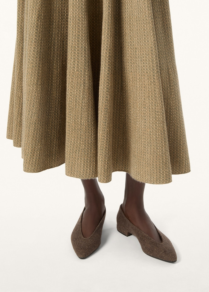 LORO PIANA REBECCA BALLET FLAT  WISH® WOOL, CASHMERE BROWN CHEVRON