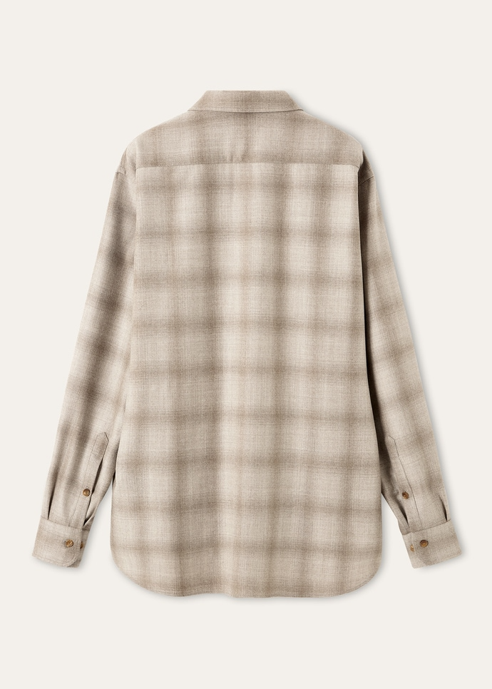 LORO PIANA FRANCO SHIRT  PECORA NERA®LIGHT BROWN SHADED CHECK