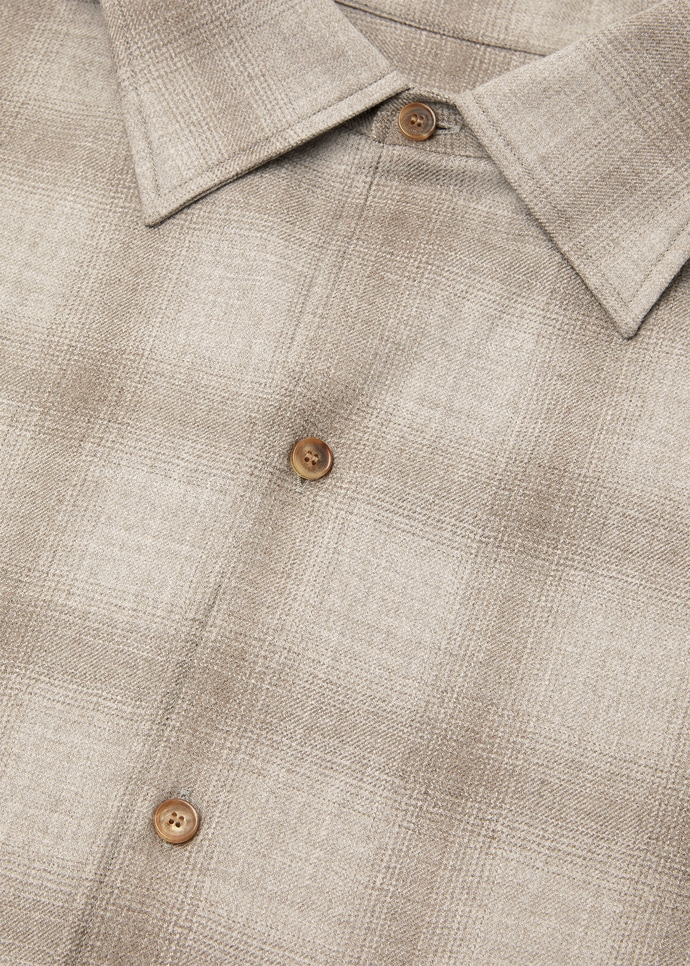 LORO PIANA FRANCO SHIRT  PECORA NERA®LIGHT BROWN SHADED CHECK