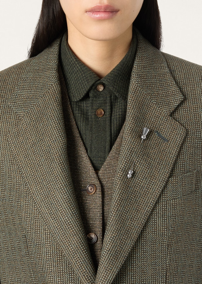 LORO PIANA HEDLAND BLAZER  SILK GREEN MICRO JACQUARD
