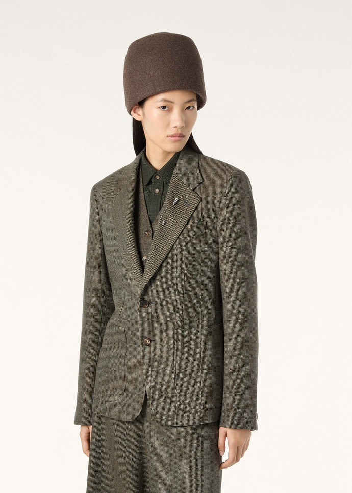 LORO PIANA HEDLAND BLAZER  SILK GREEN MICRO JACQUARD