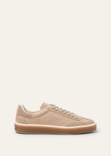 LORO PIANA TENNIS WALK SNEAKER  CASHMERE, LOTUS FLOWER, SILK PALE WHEAT