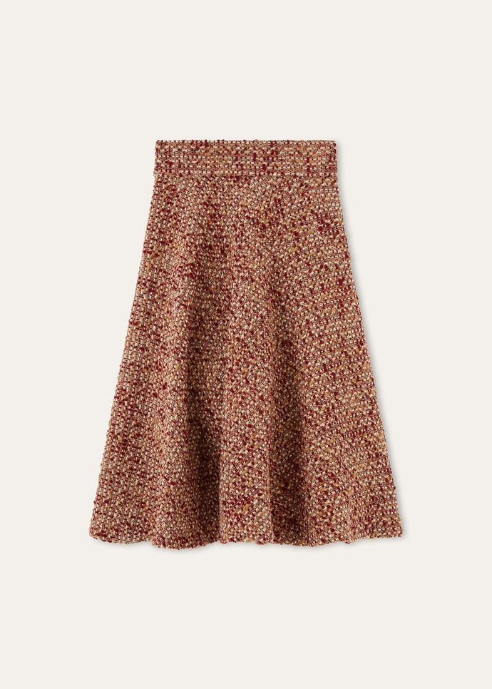 LORO PIANA AMELY SKIRT  VIRGIN WOOL  LIGHT BROWN/RED/BURGUNDY FANTASY