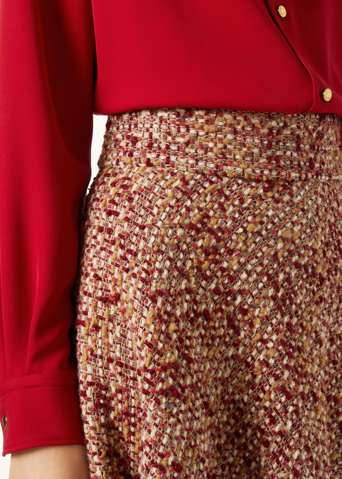 LORO PIANA AMELY SKIRT  VIRGIN WOOL  LIGHT BROWN/RED/BURGUNDY FANTASY