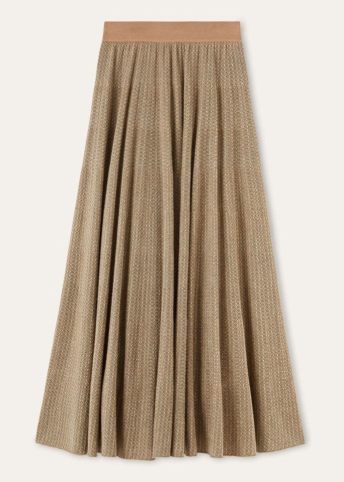 LORO PIANA MAGNOLIA SKIRT  CASHMERE, SILK, COTTON GREEN CARAMEL CLAY