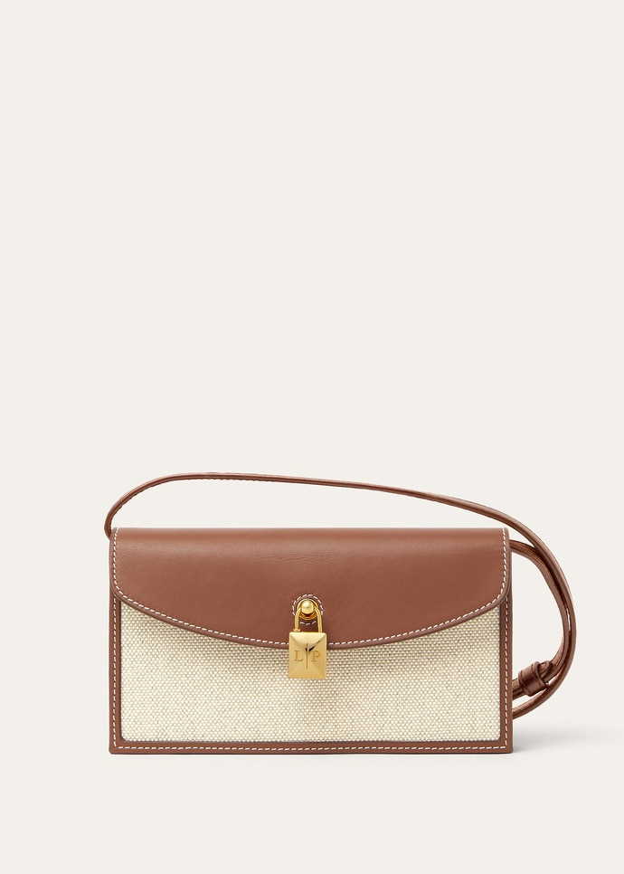 LORO PIANA EXTRA POCHETTE  COTTON, LINEN NATURAL/CARAMEL SUGAR/SUN GOLD