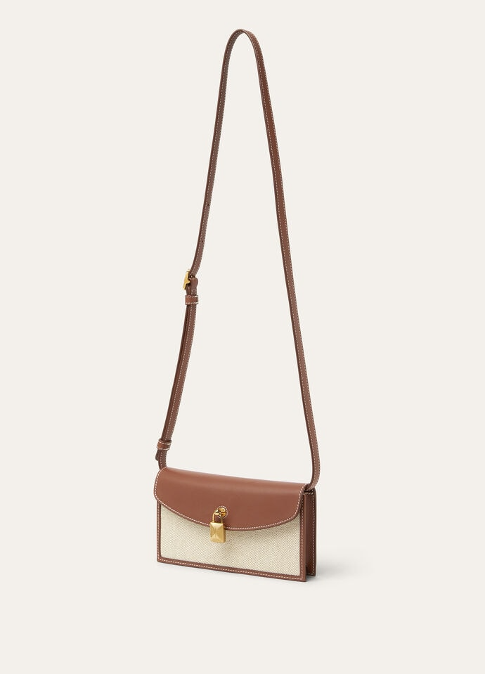LORO PIANA EXTRA POCHETTE  COTTON, LINEN NATURAL/CARAMEL SUGAR/SUN GOLD