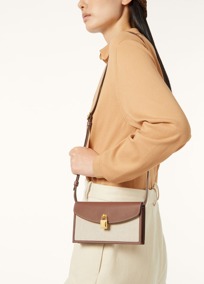 LORO PIANA EXTRA POCHETTE  COTTON, LINEN NATURAL/CARAMEL SUGAR/SUN GOLD