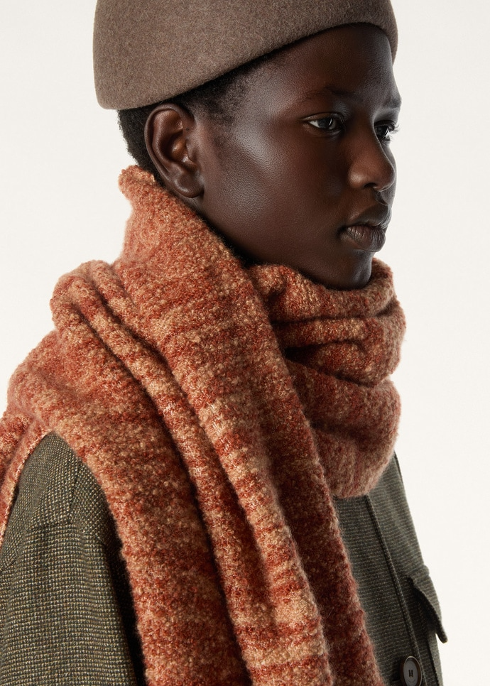 LORO PIANA SUNSET SCARF  CASHMERE, SILK, VIRGIN WOOL RUST/BEIGE/GOLD