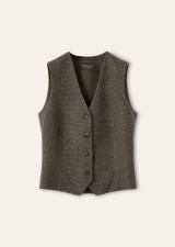 LORO PIANA AYAS VEST  WISH® WOOL, CASHMERE GREEN/ORANGE/NATURAL MICRO TEXTURE