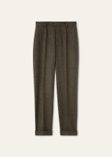 LORO PIANA LOUIS TROUSERS  WISH® WOOL, CASHMERE GREEN/ORANGE/NATURAL MICRO TEXTURE