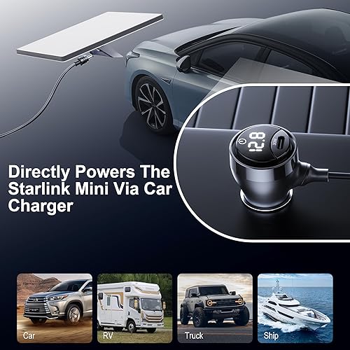 STARLINK MINI DC CABLE WITH SWITCH 16AWG WATERPROOF CAR CHARGER 12V-48V USB C PD 30W 10FT