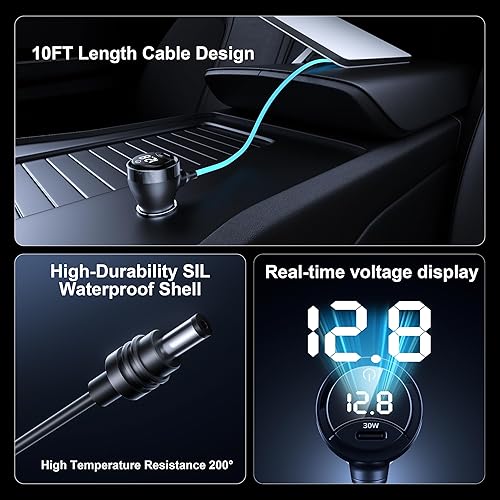 STARLINK MINI DC CABLE WITH SWITCH 16AWG WATERPROOF CAR CHARGER 12V-48V USB C PD 30W 10FT