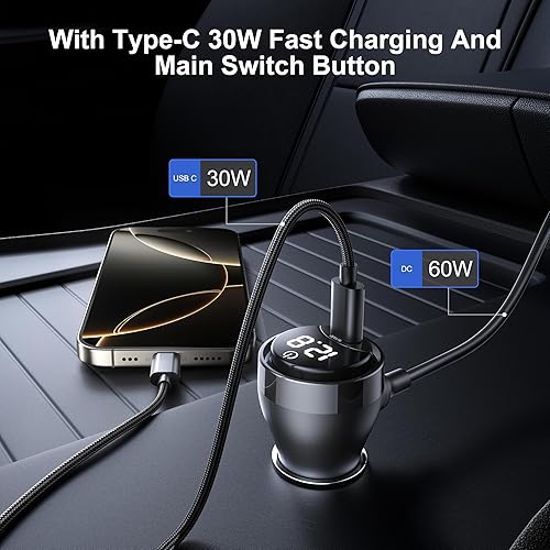 STARLINK MINI DC CABLE WITH SWITCH 16AWG WATERPROOF CAR CHARGER 12V-48V USB C PD 30W 10FT