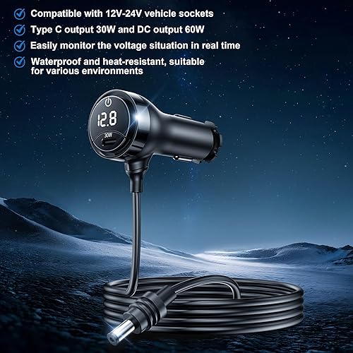 STARLINK MINI DC CABLE WITH SWITCH 16AWG WATERPROOF CAR CHARGER 12V-48V USB C PD 30W 10FT