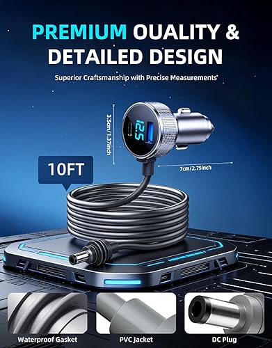 STARLINK MINI 3-IN-1 CAR ADAPTER CABLE 12V-48V WITH VOLTAGE DISPLAY USB-C PD 45W USB-A 35W 10FT