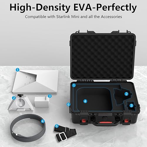 STARLINK MINI WATERPROOF HARD CASE WITH FOAM, PORTABLE SHOULDER CARRY FOR TRAVEL CAMPING