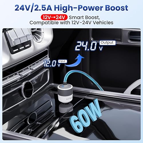 STARLINK MINI 12V-24V DC STEP UP CONVERTER 60W CAR CIGARETTE LIGHTER ADAPTER FOR RV BOAT TR