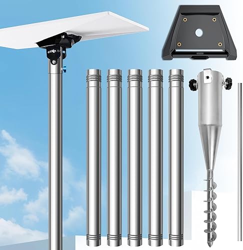 STARLINK GEN 3 POLE MOUNT KIT 10FT STAINLESS STEEL WITH NO-DIG SPIRAL GROUND ANCHOR ADAPTER