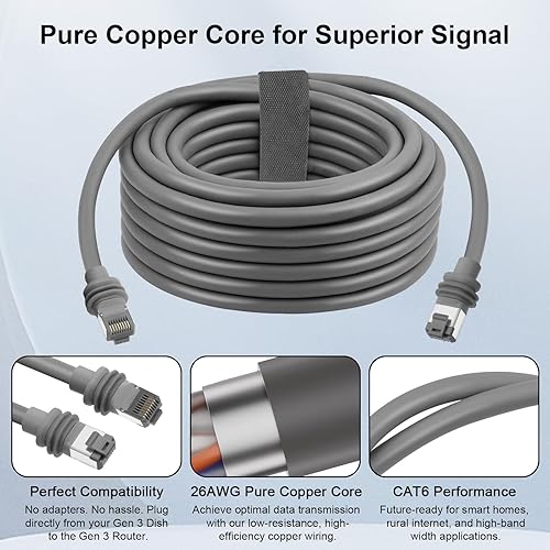 STARLINK GEN 3 ETHERNET CABLE 150FT 26AWG CAT6 DOUBLE SHIELDED PURE COPPER CORE