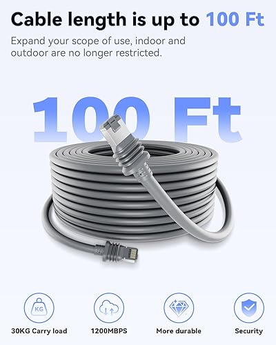 STARLINK GEN 3 100FT WATERPROOF ETHERNET CABLE DURABLE ROUTER EXTENSION FOR INDOOR OUTDOOR