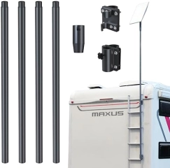 STARLINK FLAG POLE MOUNT BRACKET FOR RV LADDERS FITS 25-32MM RAILS GEN 2 V2 COMPATIBLE