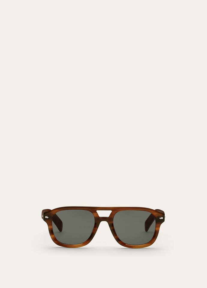 LORO PIANA ROADSTER SUNGLASSES  ACETATE BROWN MELANGE/HAVANA GREY/GREEN PALADIUM
