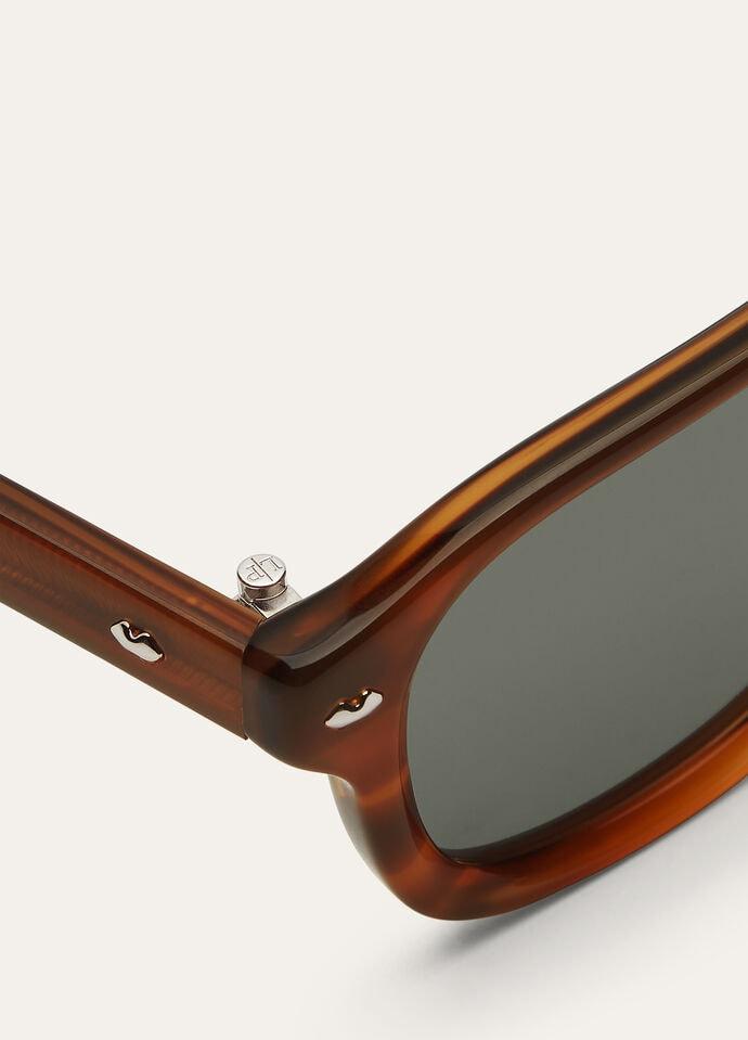 LORO PIANA ROADSTER SUNGLASSES  ACETATE BROWN MELANGE/HAVANA GREY/GREEN PALADIUM