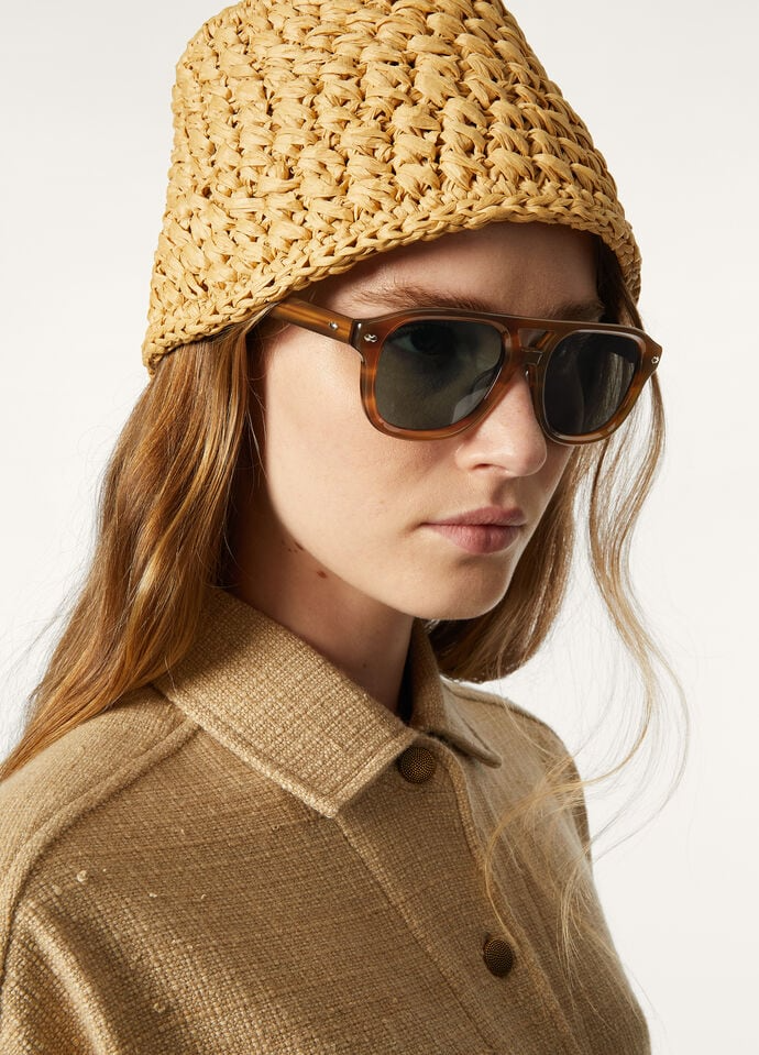 LORO PIANA ROADSTER SUNGLASSES  ACETATE BROWN MELANGE/HAVANA GREY/GREEN PALADIUM