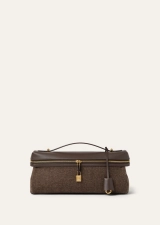 LORO  PIANA EXTRA SOFTY BAG L33  WISH® WOOL, CASHMERE BROWN CHEVRON/COLOUR PECORA NERA/SUN GOLD