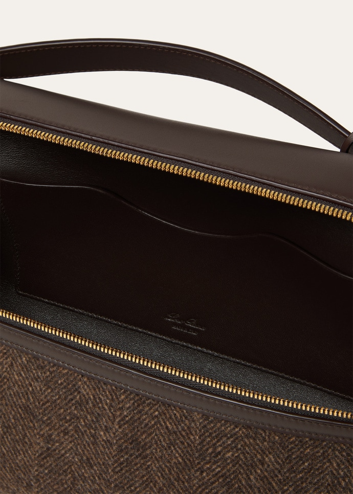 Loro Piana Extra Softy Bag L33 Wish® Wool, Cashmere Brown Chevron