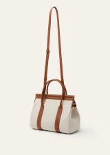 LORO PIANA LOOM BAG L25  COTTON, CALFSKIN NOUGAT/WARM TAN/SUN GOLD