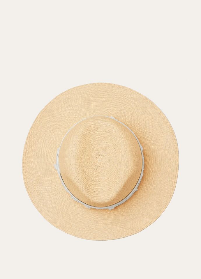 LORO PIANA SERGIO HAT  STRAW RENKON BEIGE/LIGHT VANILLA RIBBON