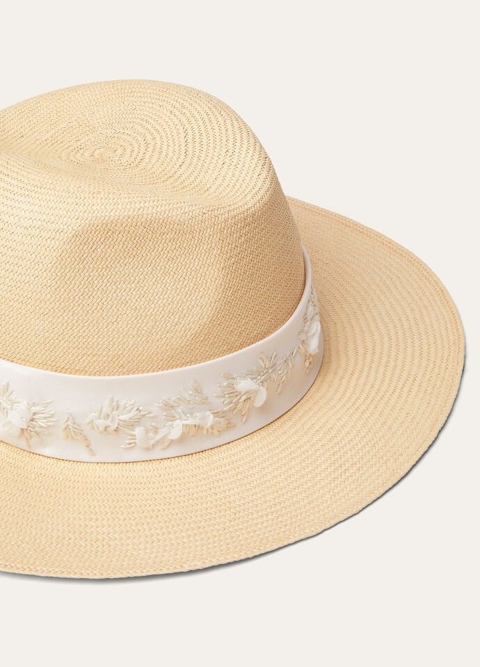 LORO PIANA SERGIO HAT  STRAW RENKON BEIGE/LIGHT VANILLA RIBBON