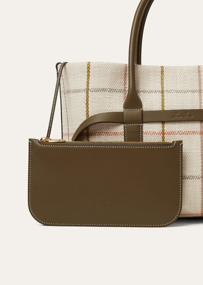 LORO PIANA GHIERA SHOPPER SMALL  LINEN TARTAN/SALTY CAPERS/SUN GOLD