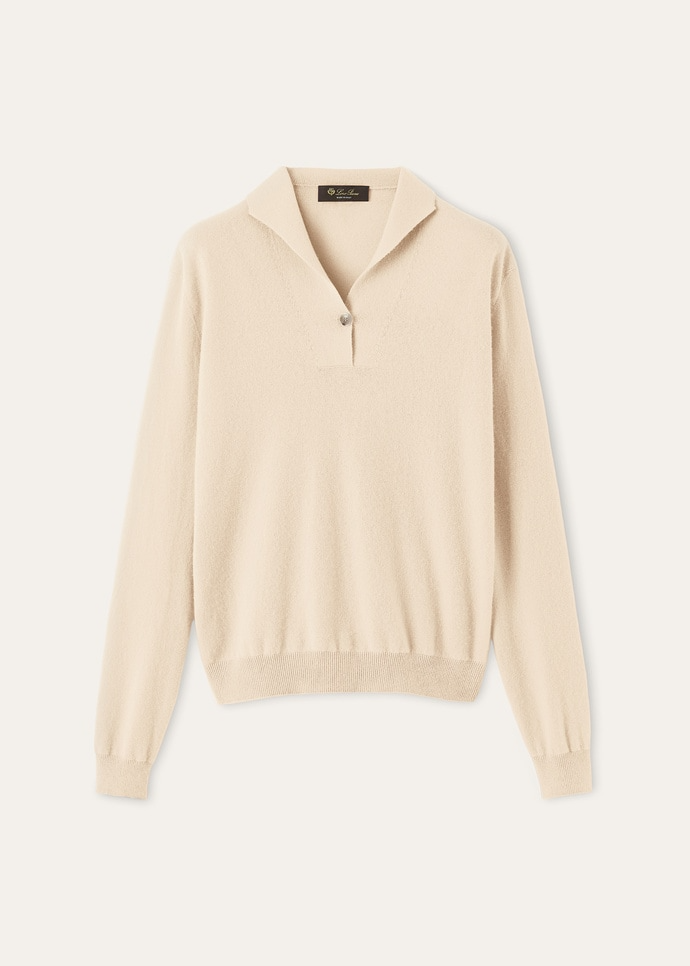 LORO PIANA SERGIO POLO SHIRT  CASHMERE TOFFEE CREAM
