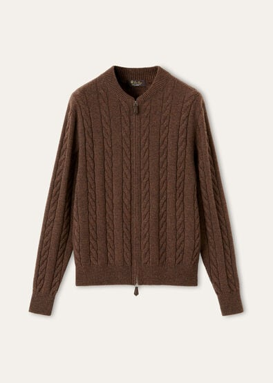 LORO PIANA CEDAR CARDIGAN  CASHMERE APPLE CRISP MELANGE
