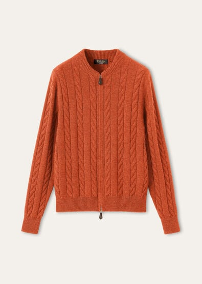 LORO PIANA CEDAR CARDIGAN  CASHMERE CARROT CREAM MELANGE