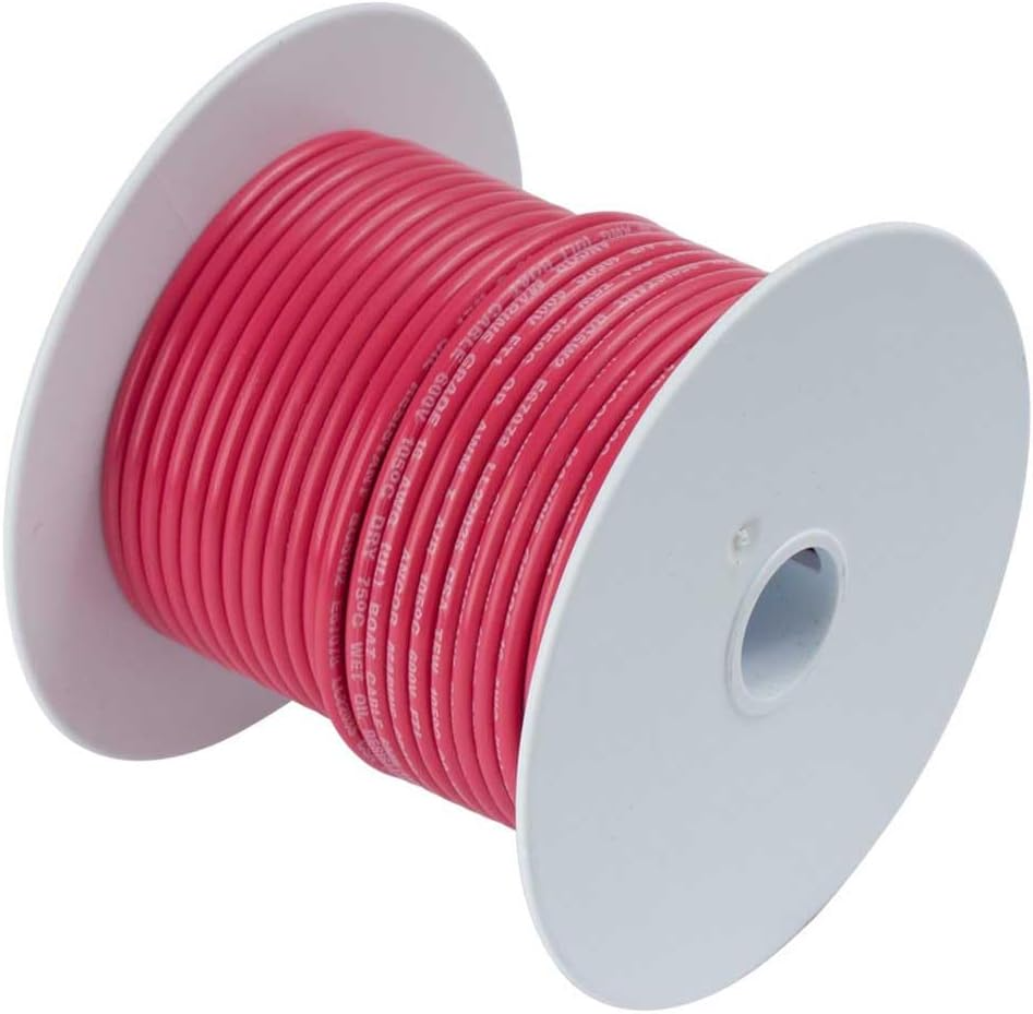 ANCOR MARINE 113502 TINNED COPPER BATTERY CABLE, 4 AWG (19MM2), RED - 25FT