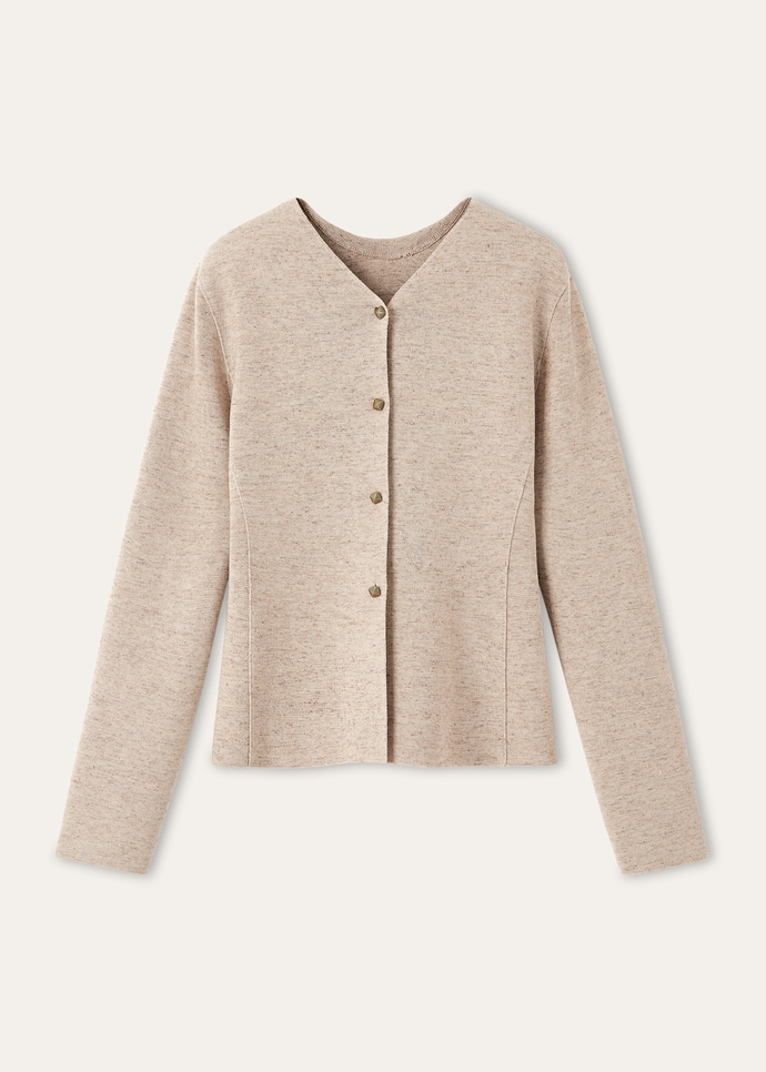 LORO PIANA WILLOW CREWNECK  CASHMERE, WISH® WOOL, LINEN QUINOA CREAM BIANCORE
