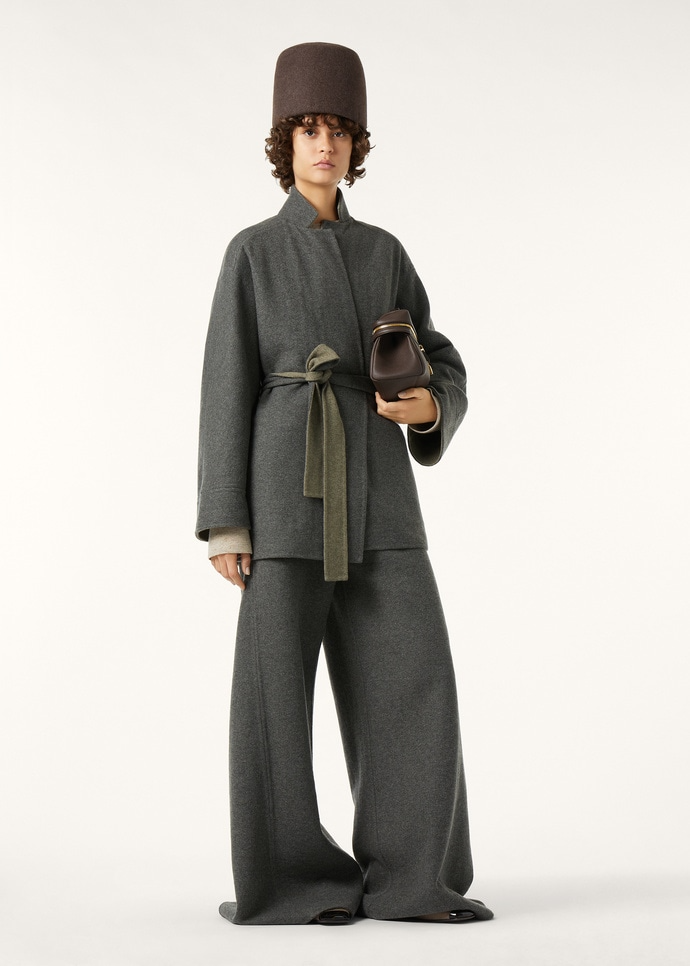 LORO PIANA ROMY COAT  BABY CASHMERE BRUSHWOOD MELANGE/SAGE GREEN MELANGE