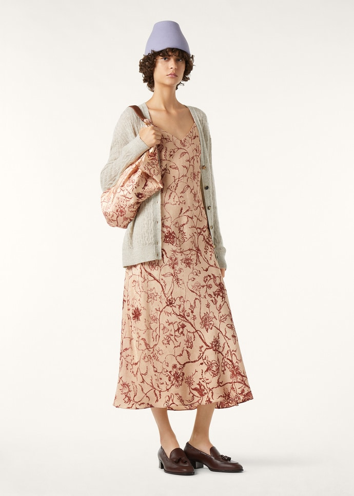 LORO PIANA WALNUT CARDIGAN  PECORA NERA®, CASHMERE, SILK CREAMY SKY/WHITE SNOW