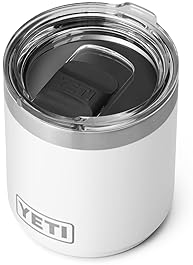 YETI RAMBLER 10 OZ STACKABLE LOWBALL 2.0 WHITE STAINLESS STEEL VACUUM INSULATED CUP WITH MAGSLIDER L