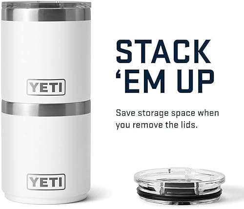 YETI RAMBLER 10 OZ STACKABLE LOWBALL 2.0 WHITE STAINLESS STEEL VACUUM INSULATED CUP WITH MAGSLIDER L