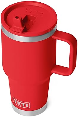 YETI RAMBLER 30 OZ TRAVEL MUG WITH FLIP STRAW LID STAINLESS STEEL, VACUUM INSULATED, LEAKPROOF