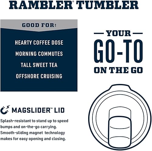 YETI RAMBLER 30 OZ BLACK STAINLESS STEEL VACUUM INSULATED TUMBLER WITH MAGSLIDER LID
