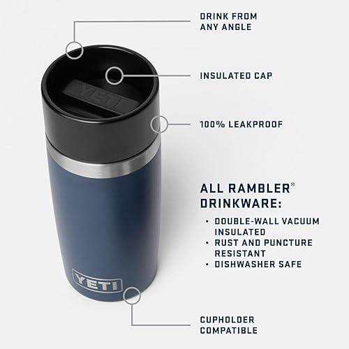YETI RAMBLER 12 OZ STAINLESS STEEL TRAVEL BOTTLE, VACUUM INSULATED, LEAKPROOF COMMUTER CAP, RED