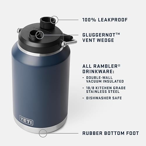 YETI RAMBLER 2.0 GALLON JUG - VACUUM INSULATED, LEAKPROOF STAINLESS STEEL WITH MAGCAP, RED