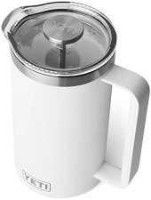 YETI RAMBLER 34 OZ WHITE FRENCH PRESS COFFEE MAKER WITH GROUNDSCONTROL FILTER DURABLE DESIGN